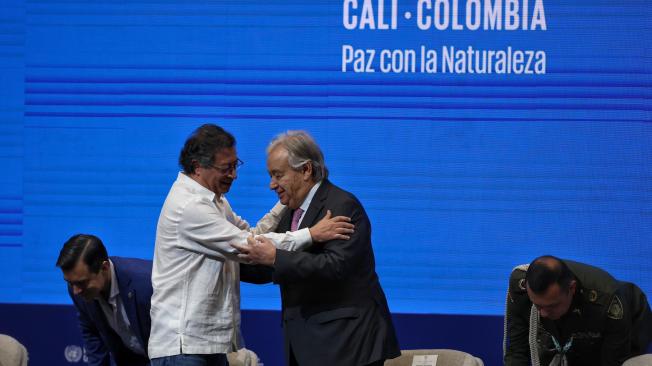 El presidente Gustavo Petro, y el Secreatrio general de las Naciones Unidas, Antonio Guterres.