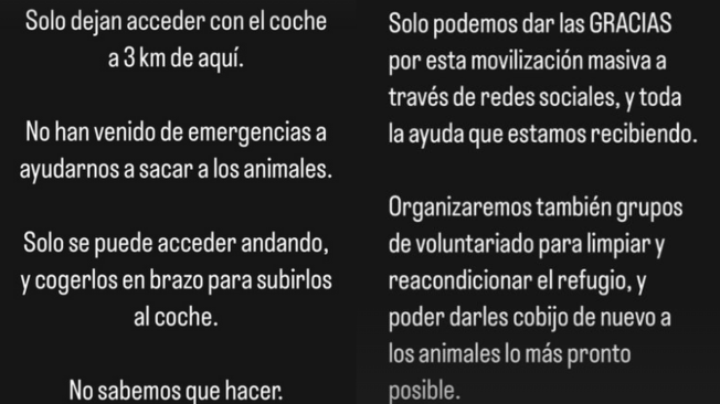 Mensajes de la fundación El refugio de María en redes sociales