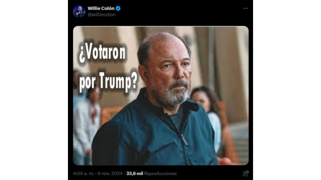 Willie Colón se burla de los que apoyaron a Kamala Harris.