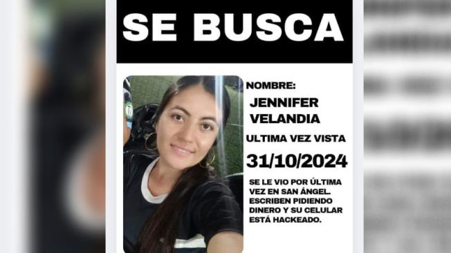 Cartel de búsqueda de Jennifer Velandia.