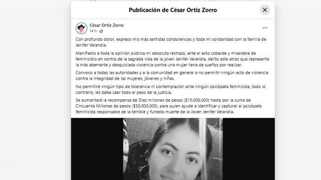 Mensaje del gobernador de Casanare, César Ortiz Zorro.