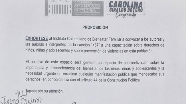 Documento de la Cámara de Representantes.