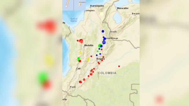 Alrededor de 80 temblores se producen en Colombia cada día, según el SGC.