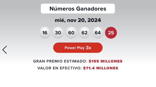 Los números sorteados de este miércoles en el Powerball.