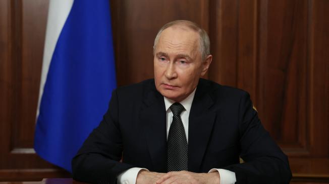 El presidente ruso, Vladimir Putin, en su discurso televisado.