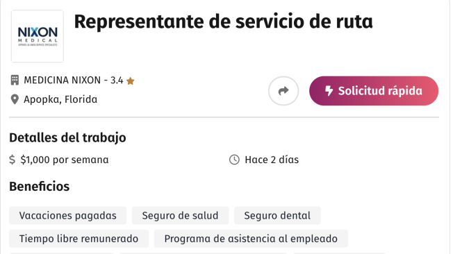 Una empresa de Florida busca repartidores en la ciudad de Apopka.