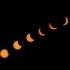 Combo de fotografías donde se observan las fases de un eclipse solar este lunes, en la ciudad de Guadalajara, Jalisco (México).