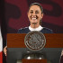 Claudia Sheinbaum en una conferencia de prensa en el Palacio Nacional de México.