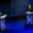 Donald Trump y Kamala Harris en el debate en Filadelfia.