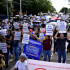 Los manifestantes durante el recorrido en Barranquilla.