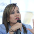 La ministra de Salud, Carolina Corcho, durante la firma del memorando para la producción de vacunas en Bogotá.