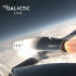 La nave espacial de la misión Galactic 01 lanzando el primer vuelo comercial desde Spaceport City.