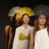 Modelos desfilan en la pasarela "Mujeres cambiando la moda" hoy, en Colombiatex + Colombiamoda 2023.