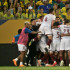 Venezuela celebra su histórico empate contra Brasil en Cuiabá.