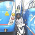 El motociclista quedó entre dos buses del sistema.