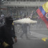Bogotá 08 febrero 2024. Disturbios durante las protestas frente al Palacio de Justicia. Los Manifestantes son desalojados por la policía.