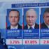 Periodistas se encuentran frente a la pantalla con los resultados preliminares de las elecciones presidenciales durante una sesión informativa en la Comisión Electoral Central en Moscú