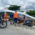 Así quedó la motocicleta cuando cayó la aeronave.