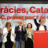 El candidato a la presidencia de la Generalitat por el Partido Socialista, Salvador Illa (3d), comparece ante los medios para valorar los resultados electorales.