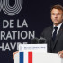 France's President Emmanuel Macron delivers a speech during a ceremony to commemorate the 80th anniversary of the World War II liberation of the port city of Le Havre, northern France, on September 12, 2024. (Photo by Benoit Tessier / POOL / AFP)