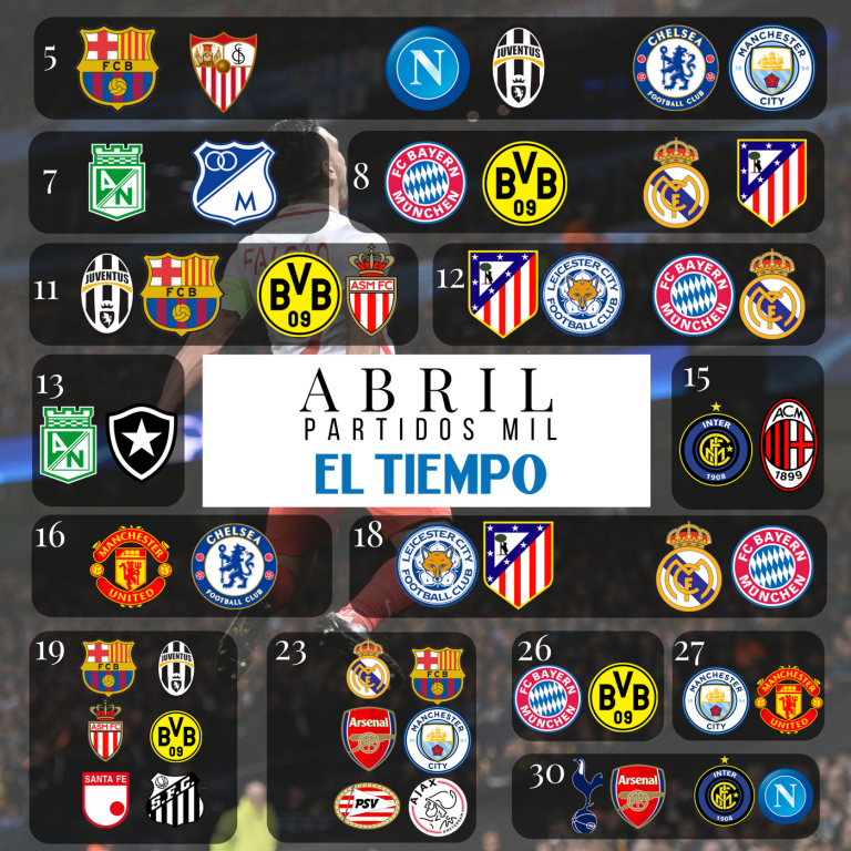 Partidos de fútbol en abril