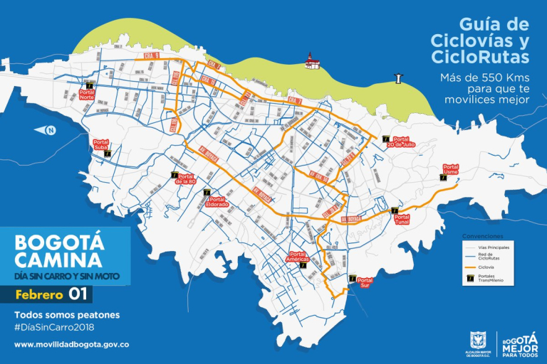 Ciclovía y ciclorrutas en Bogotá para el primero de febrero.