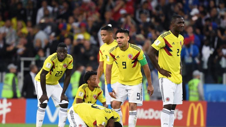 Los jugadores de la Selección Colombia se lamentan por la eliminación del Mundial Rusia 2018.