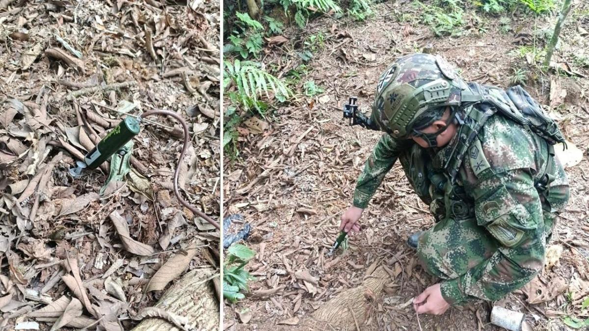 Soldados destruyen artefactos explosivos instalados por las Agc en zona rural de Tarazá