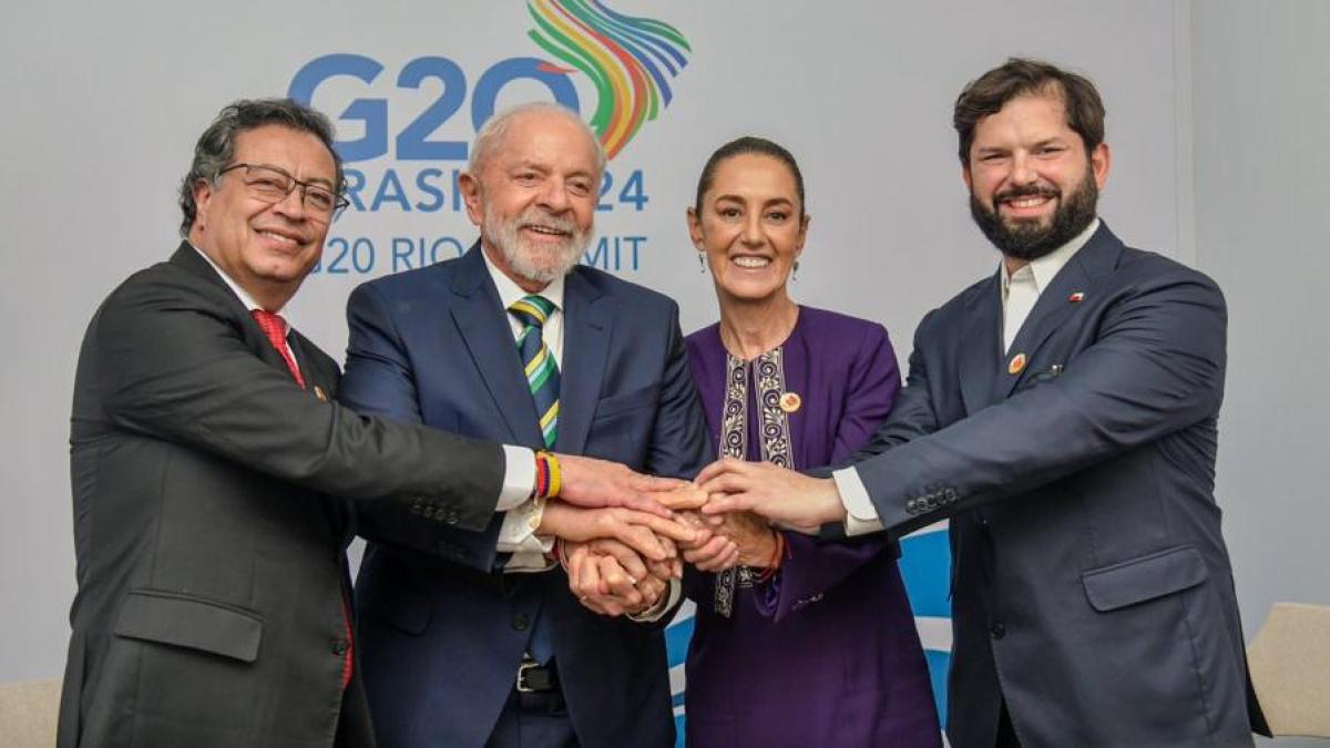 Presidente Petro habló de integración de América Latina con sus homólogos de Brasil, México y Chile, durante el G20 en Río de Janeiro