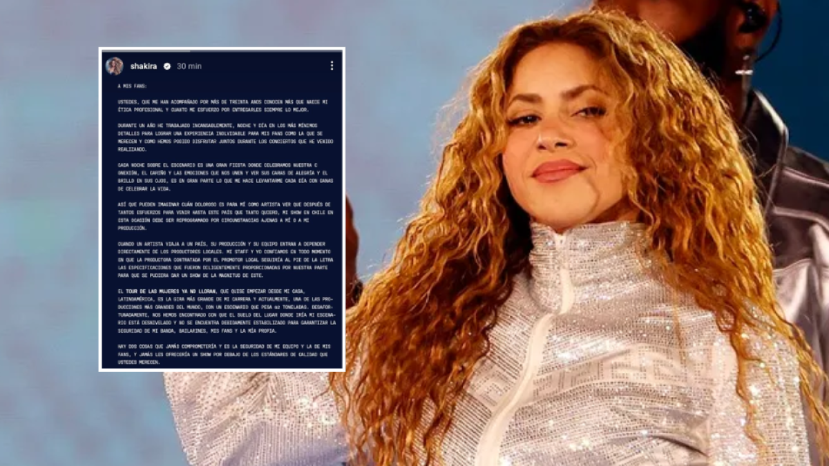 Shakira lamenta la reprogramación de su concierto en Chile y asegura la