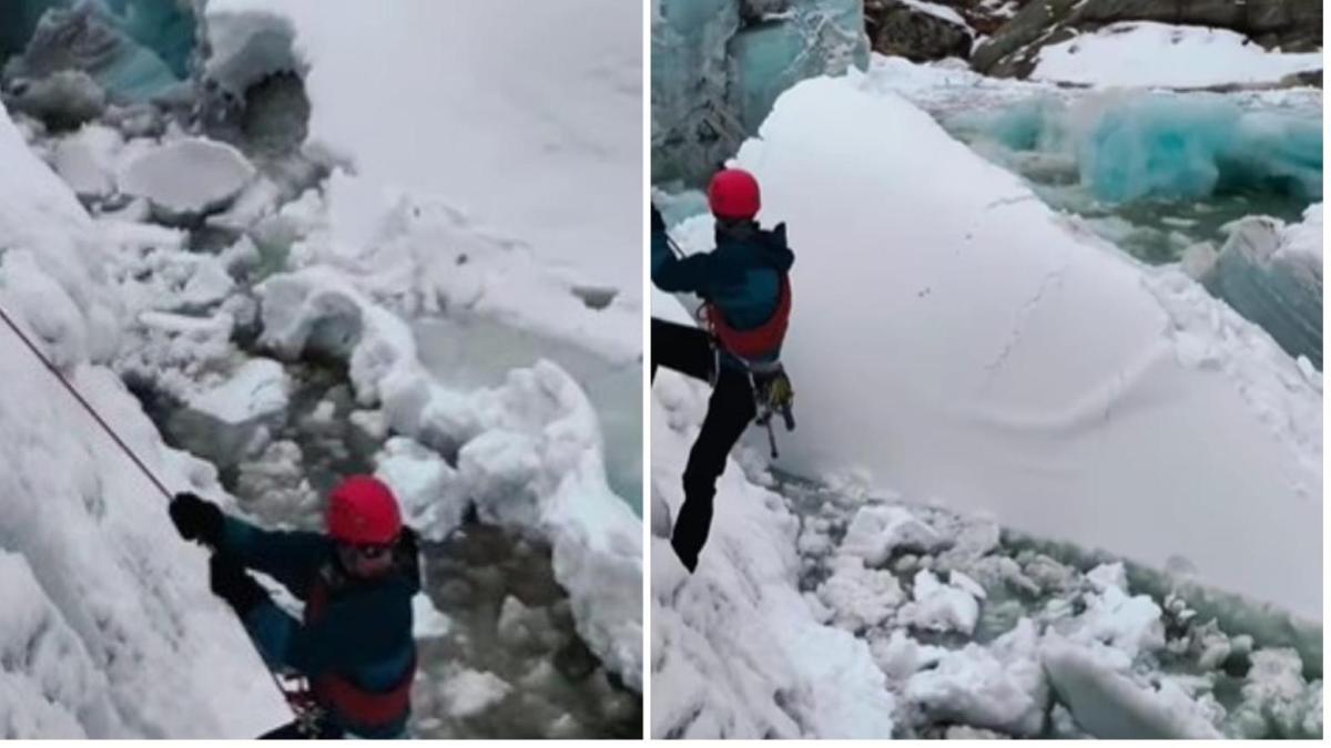 Video: Escaladores se llevaron un gran susto cuando un glaciar se desprendió a pocos metros de ellos