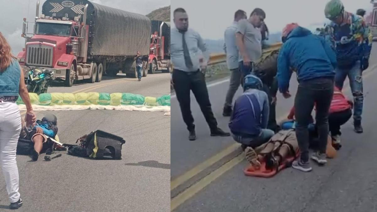Turista extranjero y parapentista cayeron de emergencia sobre vía nacional en el cañón del Chicamocha