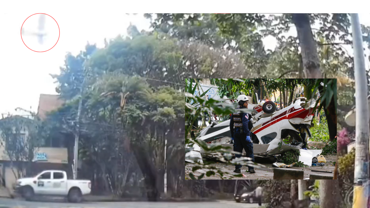 En video quedó registrado el momento en que avioneta cae en el sector del estadio Atanasio Girardot de Medellín: piloto reportó problema del motor