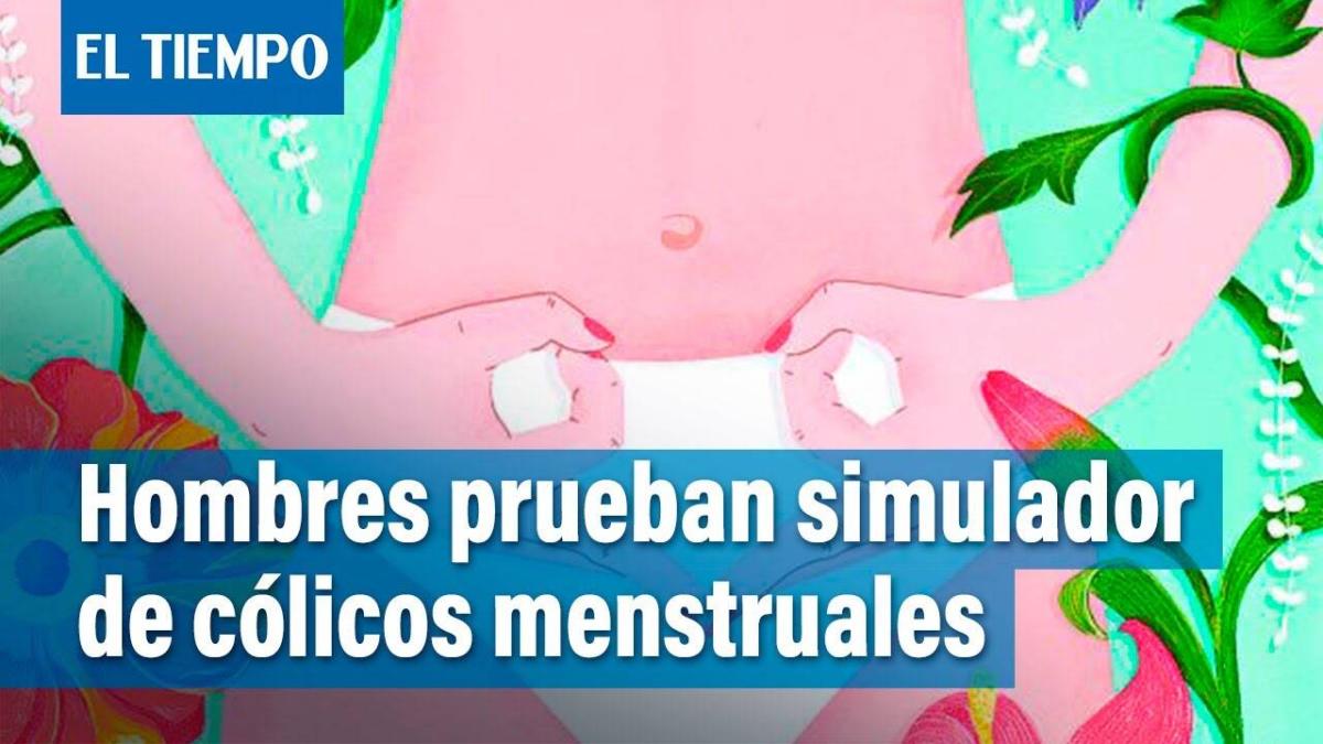 Hombres prueban simulador de cólicos menstruales