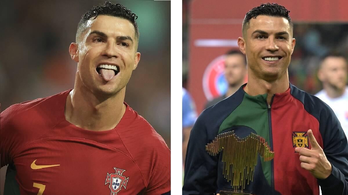 Cristiano Ronaldo, homenageado pelos 200 jogos pela Seleção Portuguesa, marcou dois golos