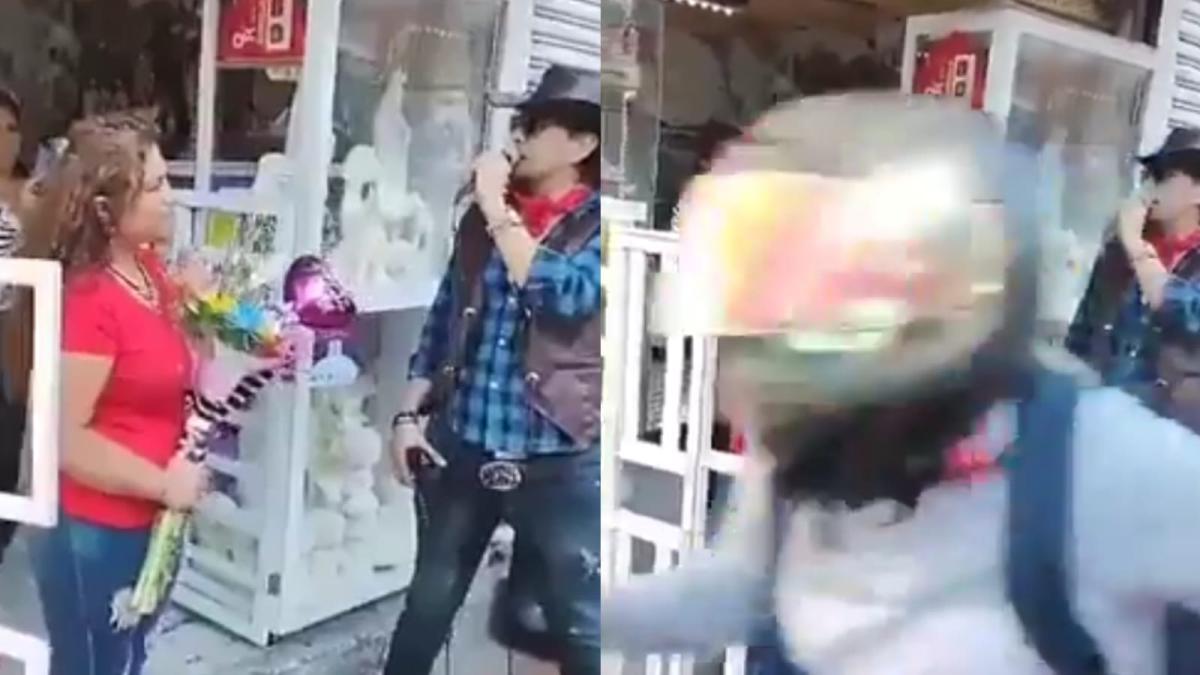 Video: mientras grababa una serenata, mujer fue víctima de robo por ‘motoladrón’