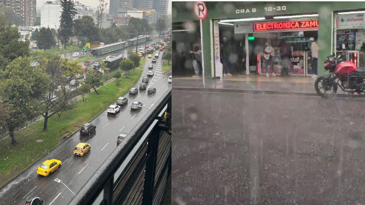 Los videos de las fuertes lluvias y la granizada que cae en Bogotá este miércoles