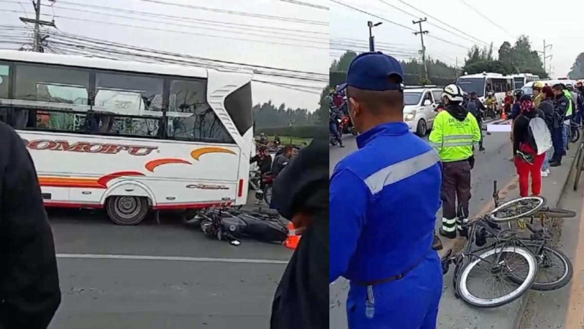 Mujer motociclista muere en grave accidente en la salida de Bogotá: hay un bus intermunicipal implicado