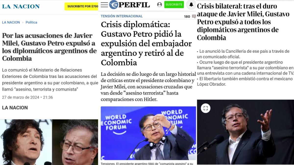 Así reaccionan medios Argentinos a expulsión de diplomáticos tras palabras de Milei contra presidente Petro
