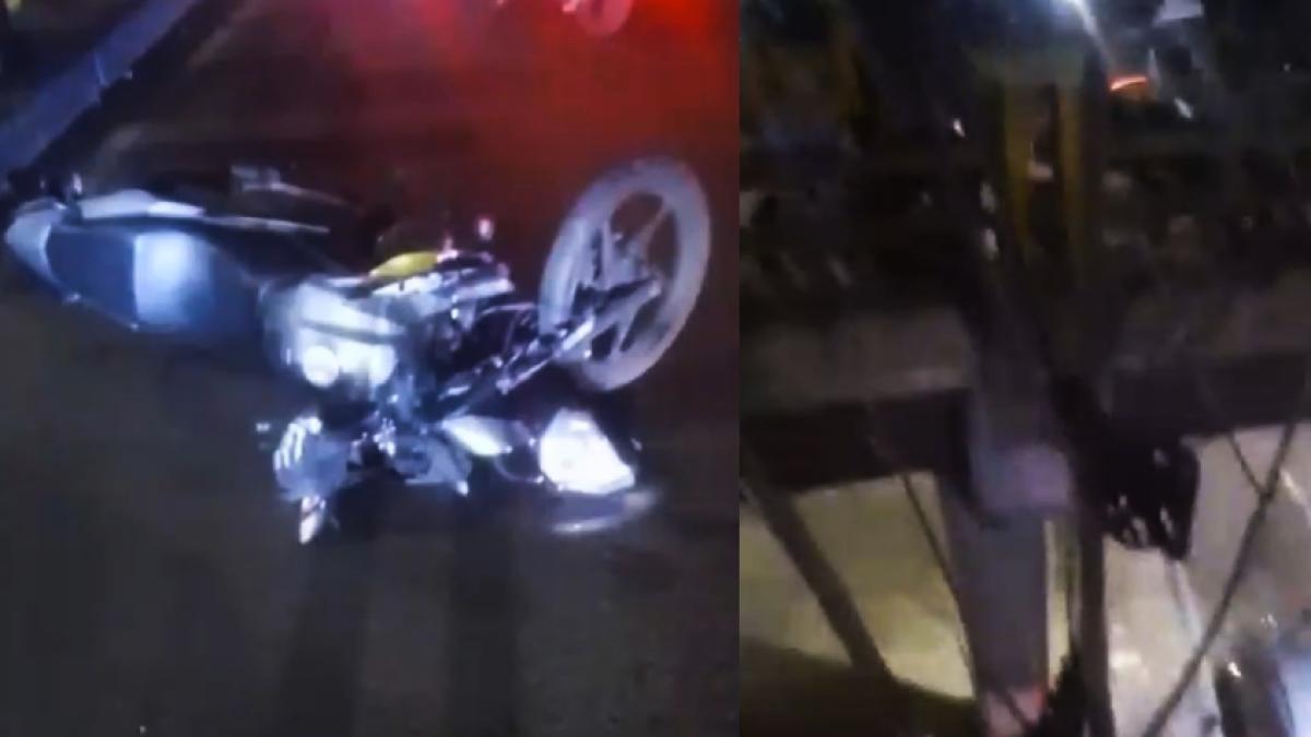 Mujer motociclista cayó de puente en el norte de Bogotá: chocó contra un separador