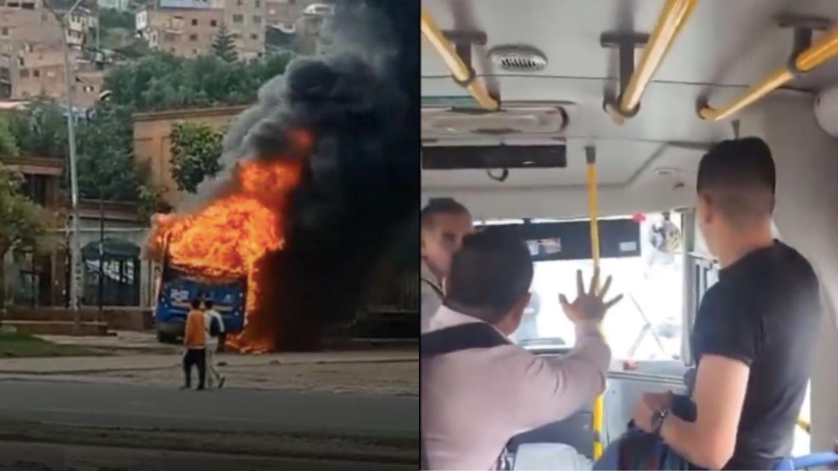 Video: los momentos de angustia que vivieron pasajeros de SITP antes que encapuchados quemaran bus en Bogotá