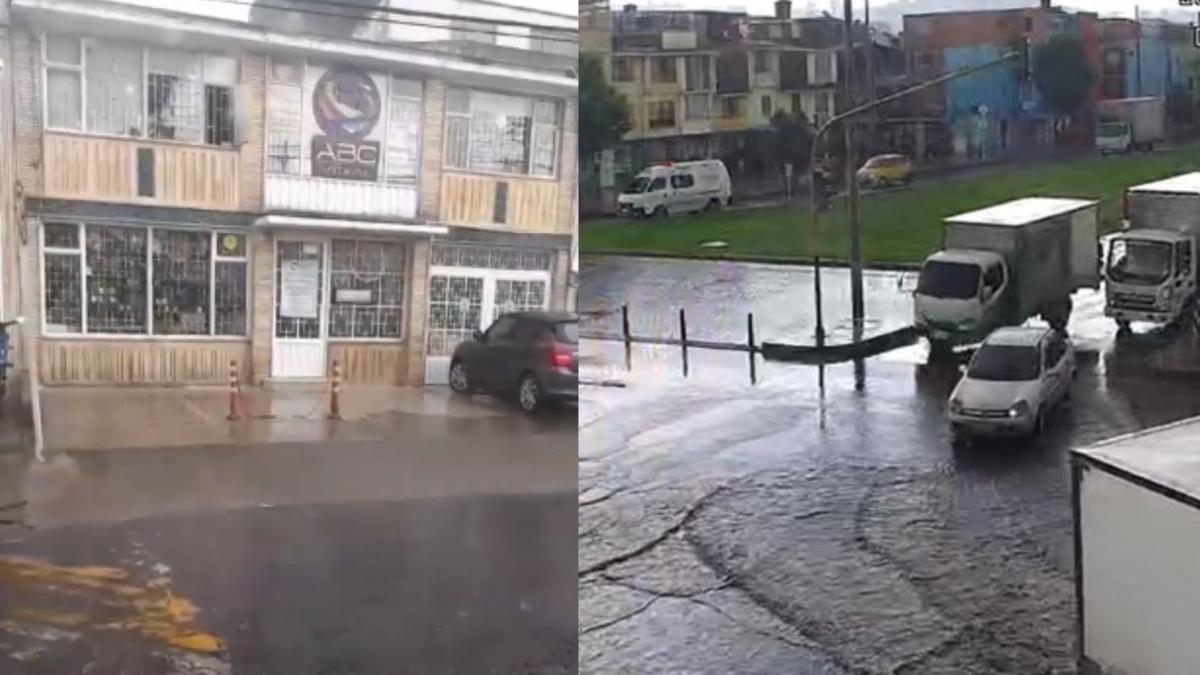 Videos: fuertes lluvias y granizada que cae en Bogotá causan encharcamientos en algunos puntos