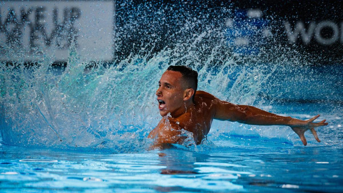 Gustavo Sánchez repitió: campeón en solo libre de la Copa Mundo de natación artística