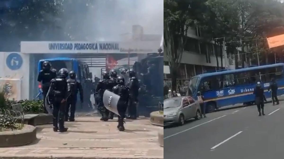 Video | Disturbios en Bogotá: encapuchados se toman y vandalizan bus del Sitp frente a la Universidad Pedagógica