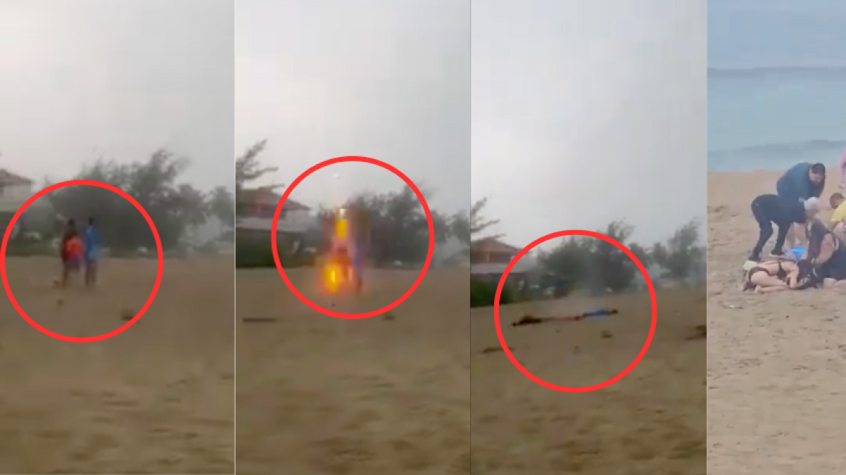 Video muestra el momento exacto cuando un rayo cae justo sobre tres niños en una playa de Puerto Rico