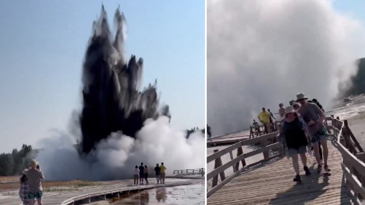 (Video) erupción en el Parque Nacional de Yellowstone sorprendió a turistas: miles de escombros volaron por el lugar