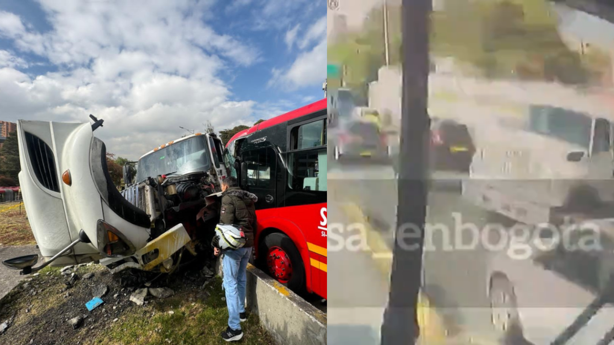 Revelan video del momento exacto cuando camión mezclador chocó contra bus de TransMilenio en Bogotá 