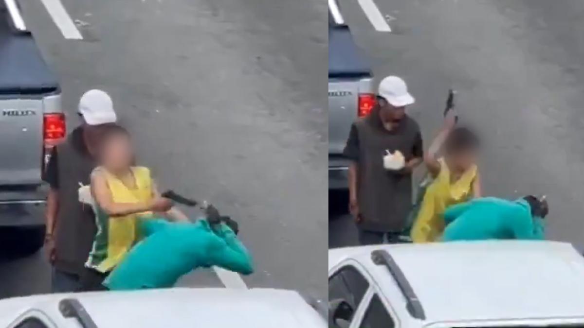 Polémica por menor de edad que golpea con una pistola a un habitante de calle en plena calle de Medellín 