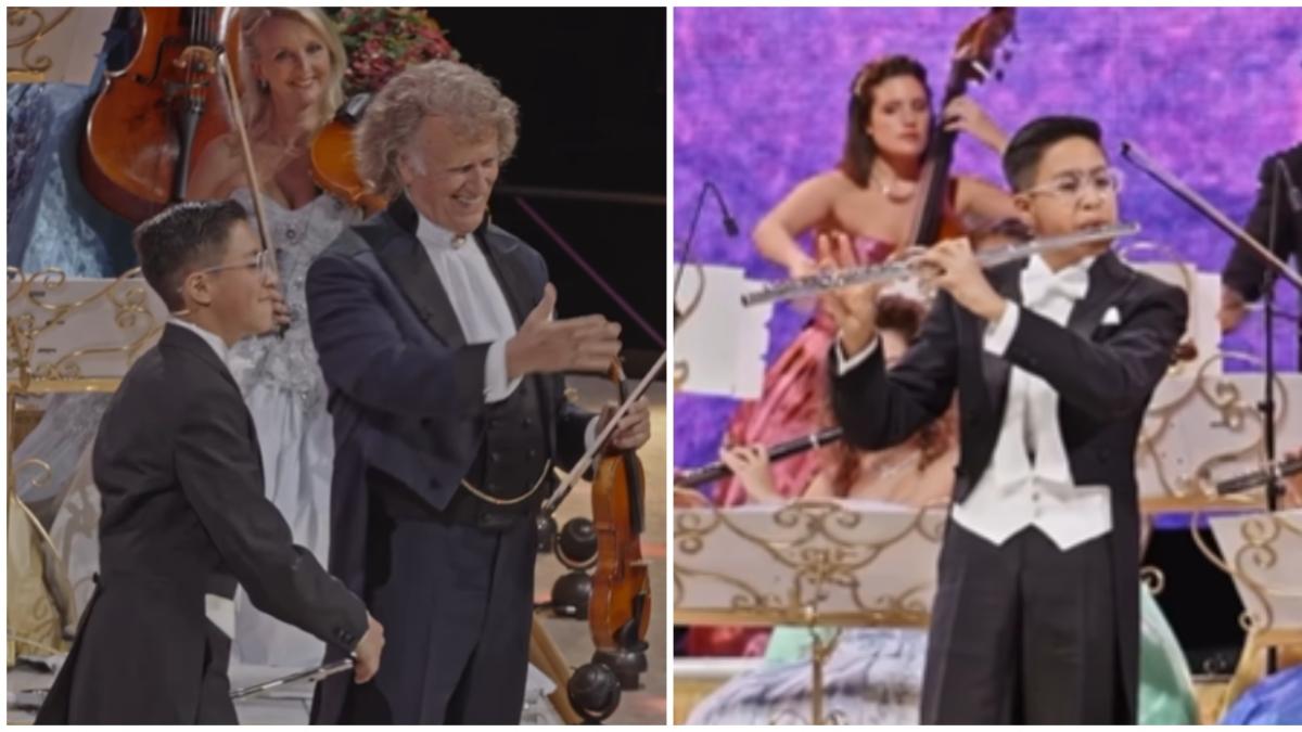 Daniel Sanabria, el joven flautista que se robó el show en los conciertos de la gira en Bogotá del violinista André Rieu