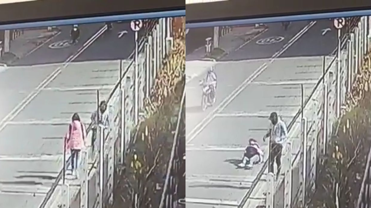 Video: sin razón aparente, un sujeto atacó a una mujer con una patada mientras estaba caminando en Bogotá 